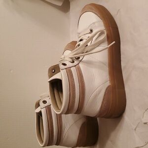 Boden White and Tan High-Top Sneakers